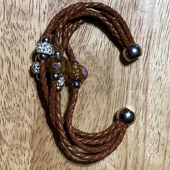 Bejeweled Multi Strand Brown Braided Women Bracelet - Picture 5 of 5
